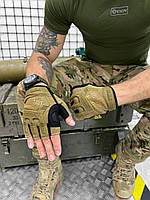 Перчатки тактические беспалые Mechanix M-Pact койот Перчатки Mechanix с защитными резиновыми накладками