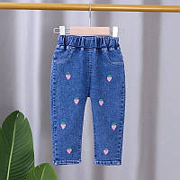 Дитячі стильні джинсові штани на дівчинку з полуницями, джинси для дітей