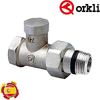 Отсекающий прямой радиаторный кран 1/2"х1/2" Orkli (Испания)