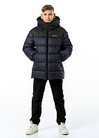 Куртка зимняя для мальчиков подростковая детская на экопухе German Синий пуховик зимний Nestta на зиму