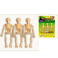 Аксессуары для праздника MK 4705 (144шт) хэллоуин, скелет 3шт, 12см,на листе, 15,5-20,5-2см