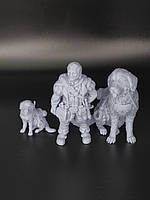 Лонго Праудрок, Мога (собака) і цуценя. Мініатюра 65 мм. (Не фарбована). D&D. Рольові ігри. Статуетки.