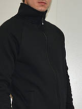 48,50,52,54. Чоловіча толстовка із застібкою, утеплена кофта з бавовняного трикотажу тринитки - чорна, фото 2
