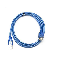 Продовжувач USB Gresso без феритiв 3м блакитний прозорий