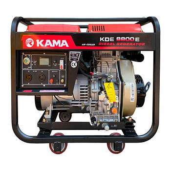 Дизельний відкритий генератор на 7 кВт 1-фазний KAMA з електростартером