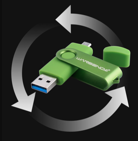 Матовая 2в1 Флешка 32ГБ USB 3.0 + MicroUSB OTG Флешка для Компьютера Смартфона WANSENDA Черная - фото 3 - id-p1907045496