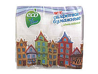 Салфетки бумажные 1-слойные, 40шт, белый ТМ Eco Line