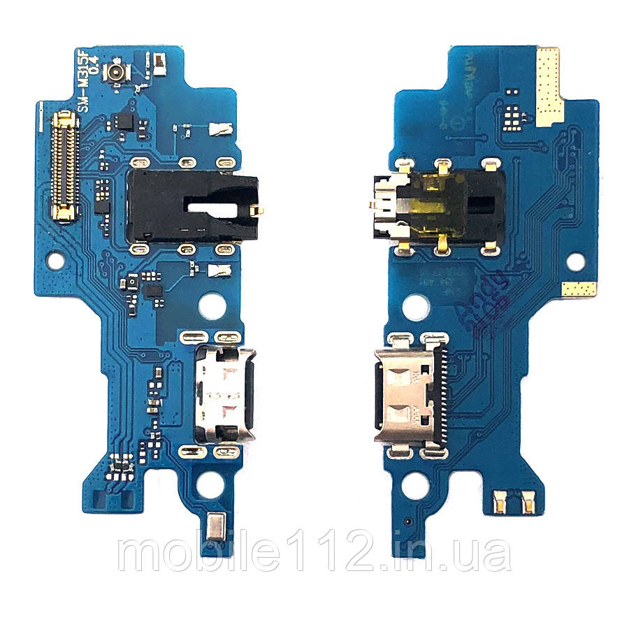 Шлейф Samsung Galaxy M21 M215F M30s M307 M31 M315 з роз'ємами зарядки та навушників, мікрофоном - нижня плата, фото 1