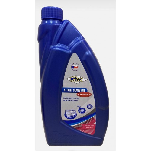 Олива моторне Werk 4-TAKT SEMISYNT SAE 10W-40 API SG/SJ, 1л, фото 1