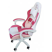 Крісло комп'ютерне геймерське Bonro Lady 807 рожеве тканина з 2 подушками для дівчинки дівчини, фото 6