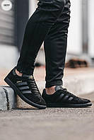 Мужские кроссовки Adidas Gazelle Black (чёрные) стильные спортивные замшевые легкие кроссы 1183TP