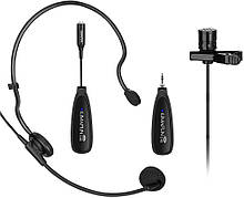 Бездротова мікрофонна система, бездротовий мікрофонний передавач/приймач Kimafun 2.4 G з гарнітурою/навушниками/мікрофоном