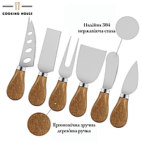 Набір ножів для нарізання сиру Cooking House з нержаючої сталі у подарунковій чорній упаковці, фото 7