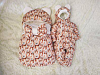 Верхняя одежда для новорожденных, комплект Тедди комбинезон + спальник, коричневый