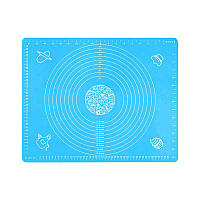 Розумний силіконовий килимок для розкачування тіста та випічки Kitchen Silicone Mat 50х40 см Синій