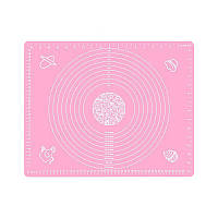 Розумний силіконовий килимок для розкачування тіста та випічки Kitchen Silicone Mat 50х40 см Рожевий