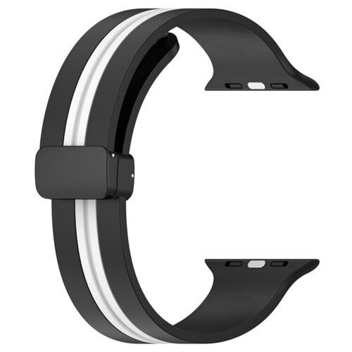 Силіконовий ремінець з магнітною застібкою для Apple Watch T/C (two colors) Black and White • 38/40/41mm
