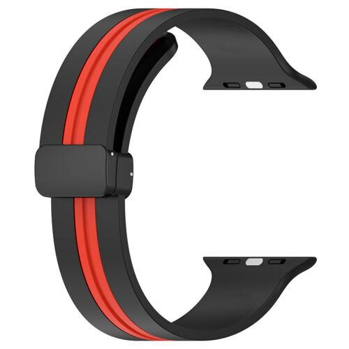 Силіконовий ремінець з магнітною застібкою для Apple Watch T/C (two colors) Black and Red • 38/40/41mm