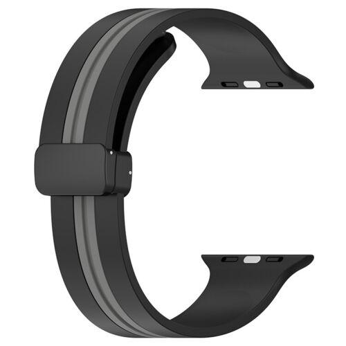 Силіконовий ремінець з магнітною застібкою для Apple Watch T/C (two colors) Black and Gray • 42/44/45/49mm