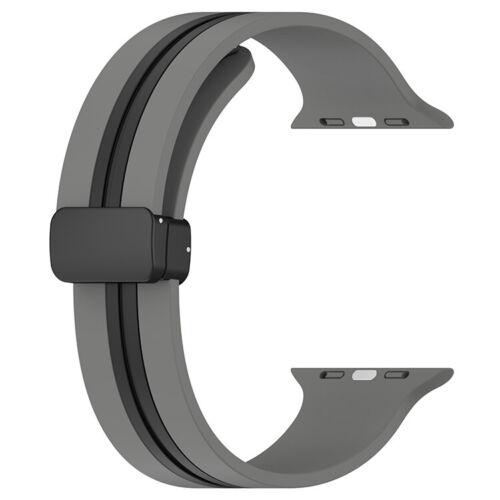 Силіконовий ремінець з магнітною застібкою для Apple Watch T/C (two colors) Gray and Black • 38/40/41mm