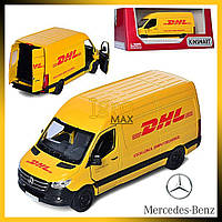 Металлическая машинка микроавтобус Mercedes-Benz Sprinter служба доставки DHL, модель Мерседес Бенц Спринтер