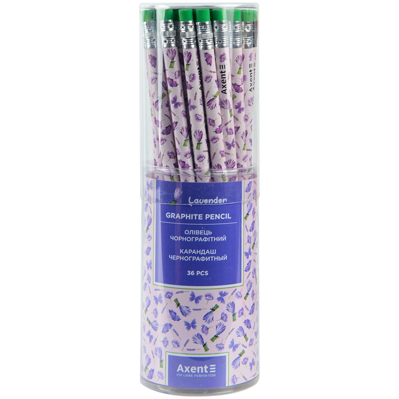 Олівець простий з гумкою Axent Lavender 9009-12