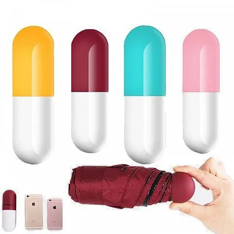 Компактна парасолька в капсулі жовта міні зонт для чоловіків та жінок вологозахищена, фото 1