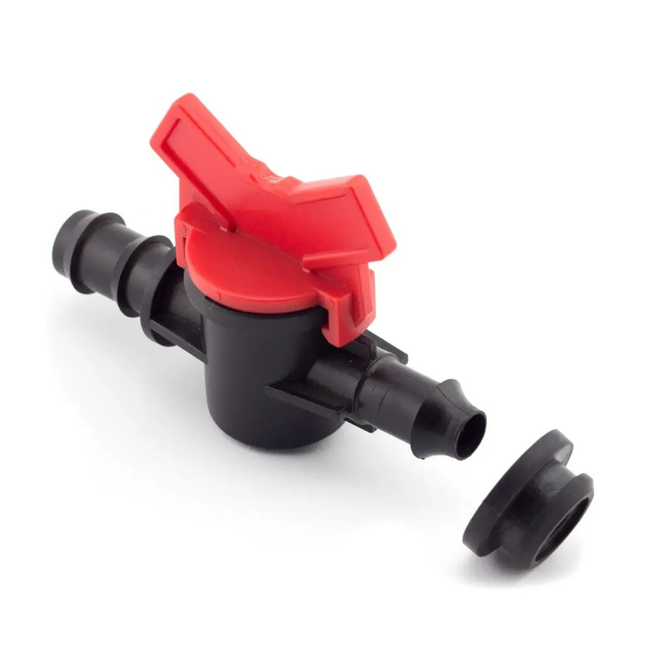 Кран стартовий для трубки 16 мм з ущільнювальною гумкою, Міні кран прохідний до шланга 5/8", фото 1