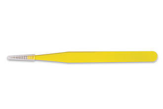 Пінцет вигнутий з прямими кінцями, 13.4 см, жовтий