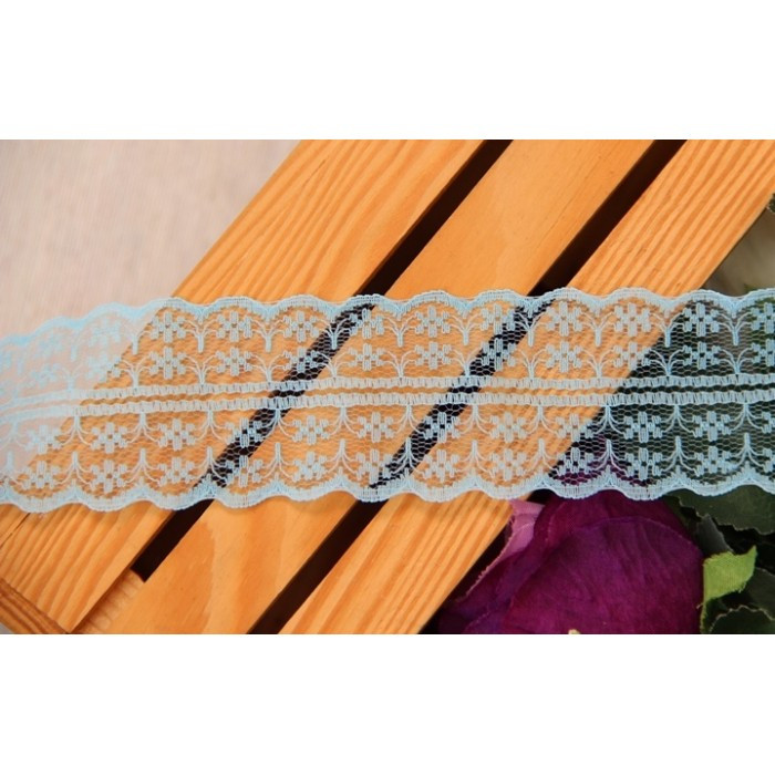 Мереживна стрічка тонка , голуба  10 метрів