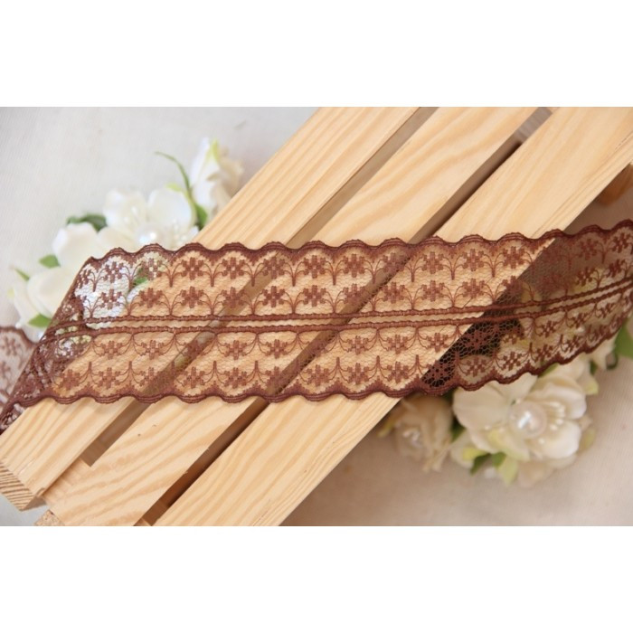 Мереживна стрічка тонка , шоколадна 10 метрів