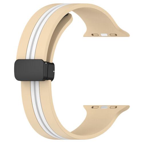 Силіконовий ремінець з магнітною застібкою для Apple Watch T/C (two colors) Antiquewhite-White 42/44/45/49mm