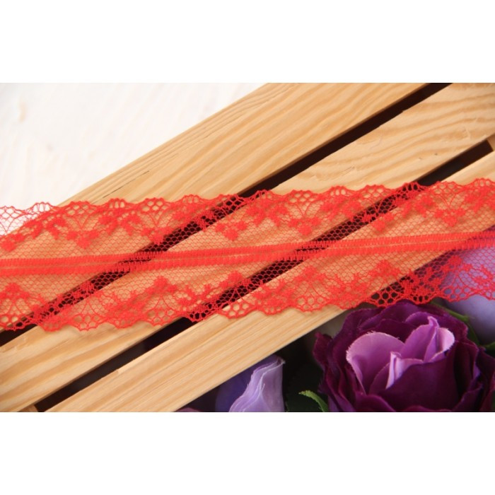 Мереживна стрічка тонка № 3 , червоне 10 метрів