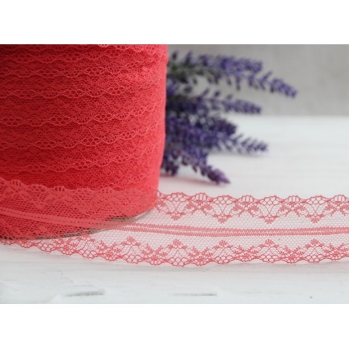 Мереживна стрічка тонка  № 3 , коралове   10 метрів