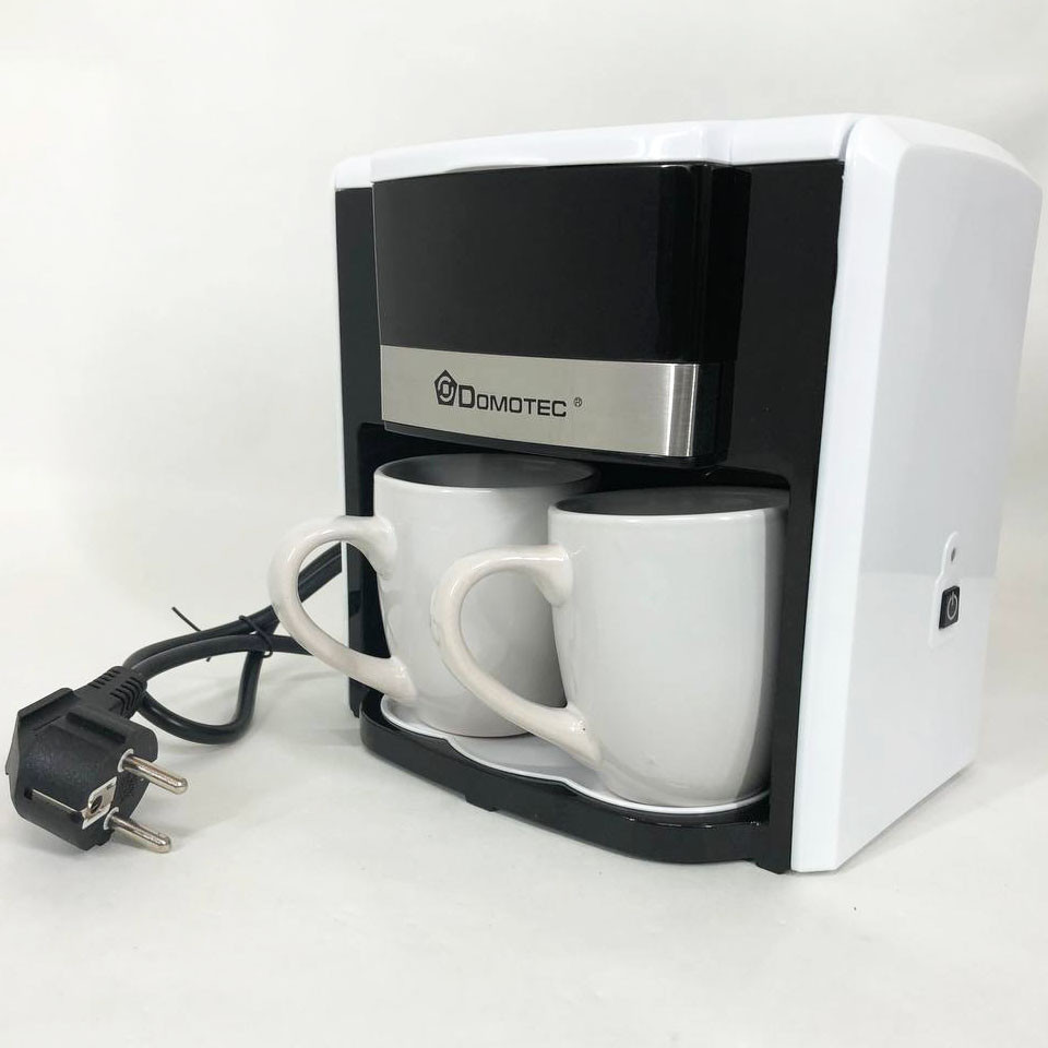 Кавоварка Domotec MS-0706 з двома чашками в наборі біла, Кавоварки для домашнього користування, фото 1