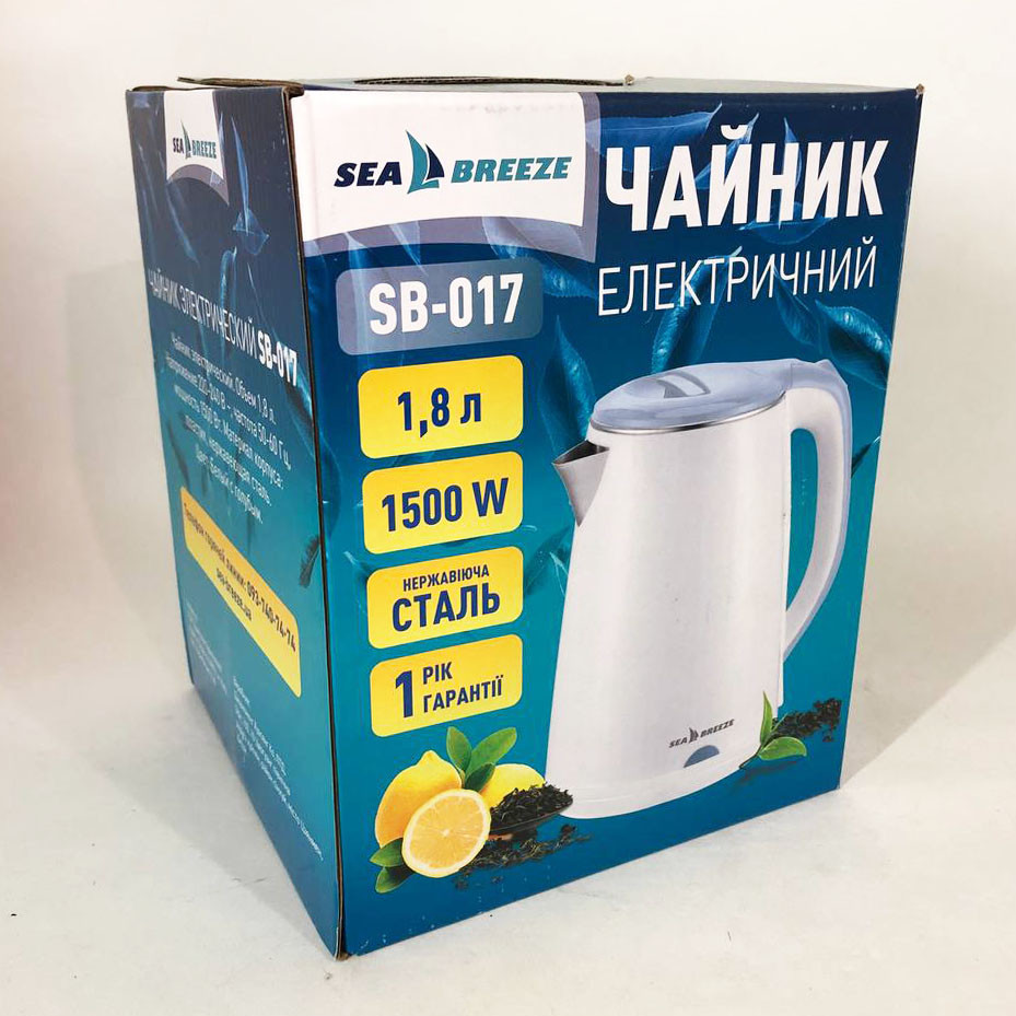 Електрочайник SeaBreeze SB-017 1.8 Л 1500 Вт стильний електричний чайник, чайник електро, фото 1