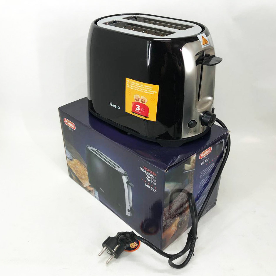 Тостер MAGIO MG-272B 750 Вт, тостер кухонний, тостери для дому, тостерниця, сендвіч-тостери. Колір: чорний, фото 1