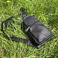 Сумка з натуральної шкіри, слінг чоловічий чорний, барсетка, крос боді, Практична сумка-месенджер