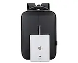 Рюкзак чоловічий міський повсякденний з відділом для ноутбука, USB-портом. Рюкзак для хлопця (чорний), фото 4