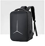 Рюкзак чоловічий міський повсякденний з відділом для ноутбука, USB-портом. Рюкзак для хлопця (чорний), фото 2
