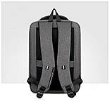 Рюкзак чоловічий міський повсякденний з відділом для ноутбука, USB-портом. Рюкзак для хлопця (чорний), фото 6