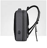 Рюкзак чоловічий міський повсякденний з відділом для ноутбука, USB-портом. Рюкзак для хлопця (чорний), фото 5