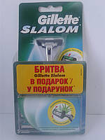 Касети чоловічі для гоління Gillette Slalom Plus 5 шт + верстат Slalom у подарунок (Жилет Слалом плюс Оригінал)