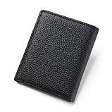 Чоловічий гаманець із натуральної шкіри. Шкіряний гаманець чоловічий портмоне зі шкіри Чорний, фото 4