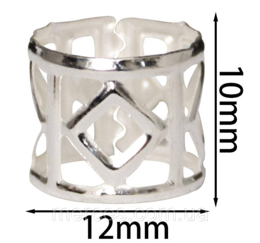 Кільця затискачі для кісок срібні кліпси алюмінієві прикраси для афрокос модні аксесуари для зачісок дред, фото 1