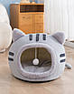 Будиночок лежанка для котів собак кругла тепла Сірий 40 см, фото 2