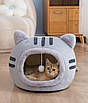 Будиночок лежанка для котів собак кругла тепла Сірий 40 см, фото 7