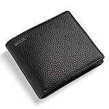 Чоловічий гаманець із натуральної шкіри. Шкіряний гаманець чоловічий портмоне зі шкіри Чорний, фото 9