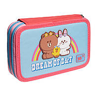 Шкільний пенал твердий YES HP-01 подвійний Line Friends