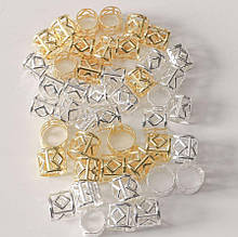 Кільця затискачі для кісок золото кліпси алюмінієві прикраси для афрокос модні аксесуари для зачісок дред